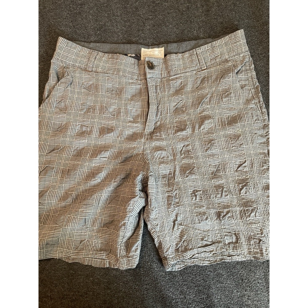 WRK MATERIALS CO GRAY Plaid SHORTS FLAT FRONT 100% COTTON MENS SIZE 36
